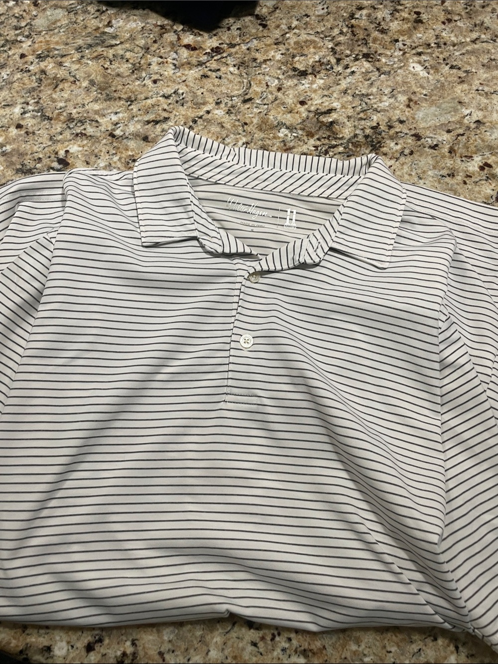 Walter Hagen White Polo with Thin Black Stripes